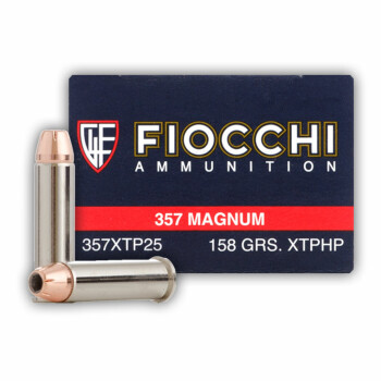 Cheap Defense 357 Mag Ammo For Sale - 158 gr JHP XTP Fiocchi Ammunition - 25 Rounds