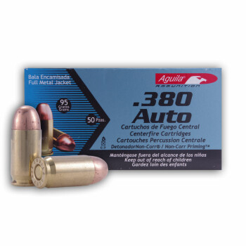 380 Auto Ammo In Stock - 95 gr FMJ - 380 ACP Ammunition by Aguila For Sale - 50 Rounds