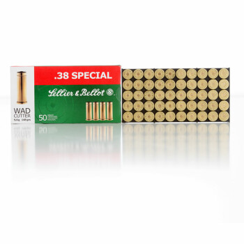 Cheap 38 Special Ammo For Sale - 148 gr Wadcutter 38 Special Ammunition In Stock by Sellier and Bellot- 50 Rounds