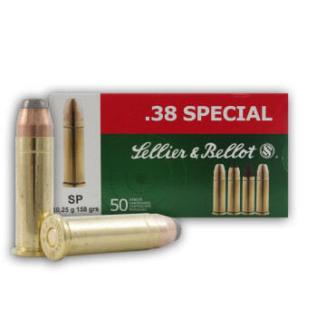 Cheap 38 Special Ammo For Sale - 158 gr SJSP Sellier & Bellot  Ammunition In Stock - 50 Rounds