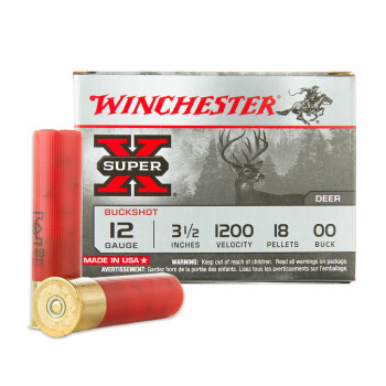 Premium 12 Gauge Ammo For Sale - 3-1/2” 18 Pellets 00 Buckshot Ammunition in Stock by Winchester Super-X - 5 Rounds
