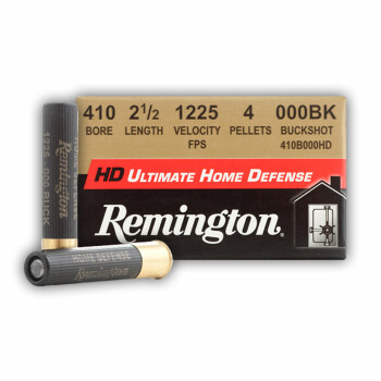 Premium .410 Bore Ammo For Sale - 2-1/2” 000 Buckshot Ammunition in Stock by Remington Ultimate Home Defense - 15 Rounds 