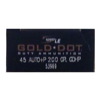 Premium 45 ACP +P Ammo For Sale - Speer Gold Dot 200 Grain JHP - 20 Rounds
