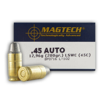 Cheap 45 ACP Ammo - 200 gr Lead Semi-Wadcutter - Magtech Ammunition - 50 Rounds