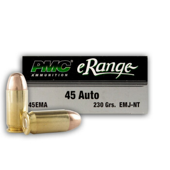 Clean 45 ACP Ammo For Sale - 230 gr TMJ Ammunition by PMC E-Range In Stock - 50 Rounds