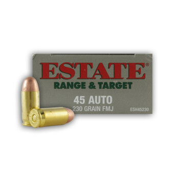 Cheap 45 ACP Ammo For Sale - 230 gr FMJ .45 Auto Ammunition In Stock by Estate Cartridge - 50 Rounds