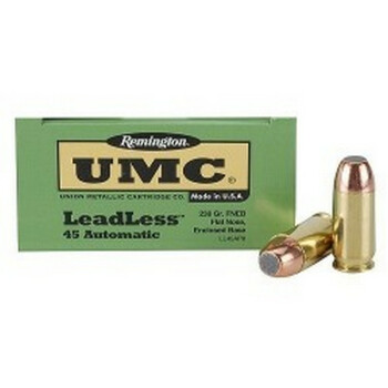 45 ACP Ammo For Sale - 230 gr FNEB Leadless - Remington UMC Ammunition In Stock - 50 Rounds