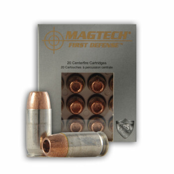 45 ACP +P Ammo For Sale - 165 gr SCHP - Magtech First Defense Ammunition In Stock - 20 Rounds