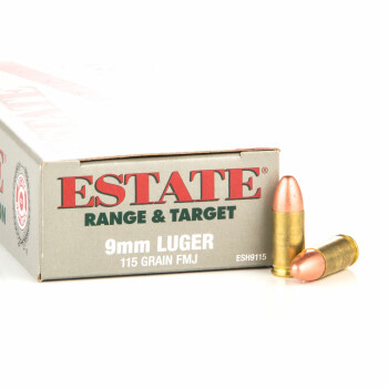 9mm Ammo For Sale - 115 gr FMJ - Estate Cartridge Ammunition In Stock - 50 Rounds