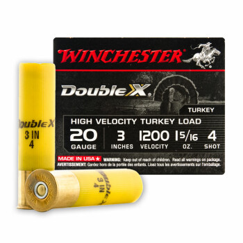 Premium 20 Gauge Ammo For Sale - 3" 1-5/16oz. #4 Shot Ammunition in Stock by Winchester Double-X Turkey - 10 Rounds
