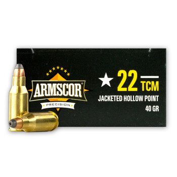Cheap 22 TCM Ammo For Sale - 40 Grain JHP Ammunition in Stock by Armscor Precision - 50 Rounds
