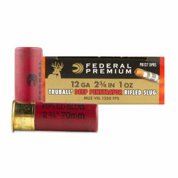 Premium 12 ga Ammo For Sale - 2-3/4" TruBall Deep Penetrator Rifled Slug Ammunition by Federal Vital--Shok - 5 Rounds
