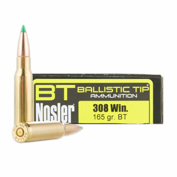 308 Win Ammo - Nosler Ballistic Tip Hunting 165gr BT - 20 Rounds