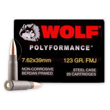 Cheap Wolf WPA Polyformance Ammo - 7.62x39 123 grain FMJ Ammo - 20 Rounds