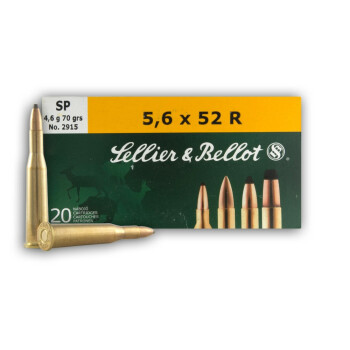 5.6x52mm Rimmed Ammo For Sale - 70 gr SP Ammunition In Stock by Sellier & Bellot - 20 Rounds