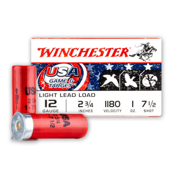 Cheap 12 Gauge Ammo For Sale - 2-3/4" 1oz. #7.5 Shot Ammunition in Stock by Winchester USA Game & Target - 25 Rounds