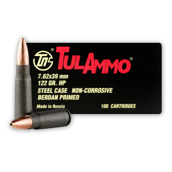 Bulk 7.62x39mm Ammo For Sale - 122 Grain HP Ammunition in Stock by Tula - 100 Rounds