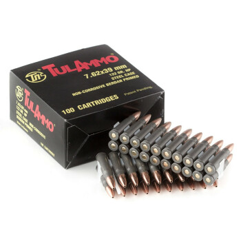 Bulk 7.62x39mm Ammo For Sale - 122 Grain HP Ammunition in Stock by Tula - 100 Rounds