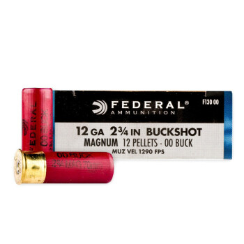 Premium 12 ga Ammo For Sale - 2-3/4" 00 Buck Ammunition by Federal Power Shok - 5 Rounds