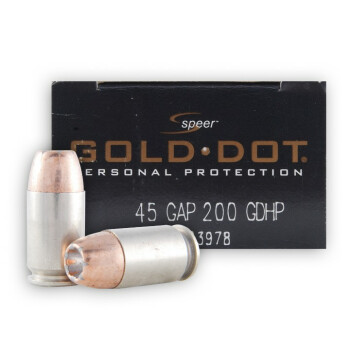 45 GAP Defense Ammo In Stock - 200 gr JHP - 45 GAP Ammunition by Speer Gold Dot For Sale - 20 Rounds