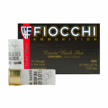 Cheap 12 Gauge Ammo For Sale – 2-3/4” #4 Buckshot Ammunition in Stock by Fiocchi - 10 Rounds 