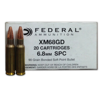 Bulk 6.8 SPC Ammo In Stock  - 90 gr - Bonded Soft Point - Remington 6.8 Special Purpose Cartridge For Sale Online - 500 Rounds