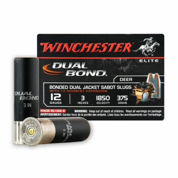 12 Gauge Ammo - Winchester Dual Bond 3" 375gr Sabot Slug - 5 Rounds