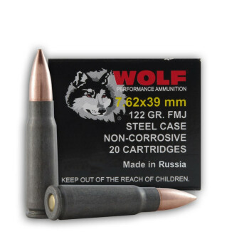 Cheap Wolf Performance Ammo - 7.62x39 122 grain FMJ Ammo - 20 Rounds