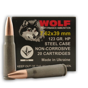 Cheap Wolf WPA Ukraine Ammo - 7.62x39 123 grain HP Ammo - 20 Rounds