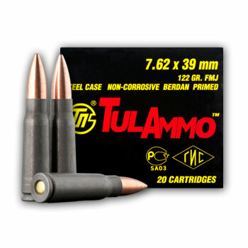 7.62x39 Ammo In Stock - 122 gr FMJ - 7.62x39 Ammunition by Tula For Sale - 640 Round Tin