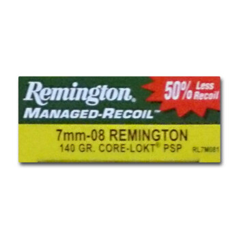 7mm-08 Ammo - Remington Core-Lokt Managed Recoil 140gr PSP - 20 Rounds