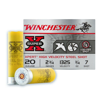 20 Gauge Ammo - 2-3/4" Steel Shot Game and Target shells - 73/4 oz - #7 - Winchester Super X - 25 Rounds