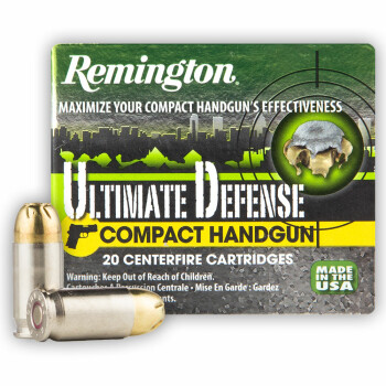 Premium 380 Auto Defense Ammo In Stock - 102 gr JHP - 380 ACP Ammunition by Remington Ultimate Defense For Sale - 20 Rounds