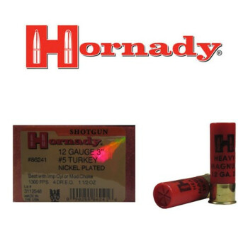 12 ga 3" Turkey Hornady Shells For Sale - 3" Heavy Magnum Nickel Plated Lead #5 Turkey Loads by Hornady