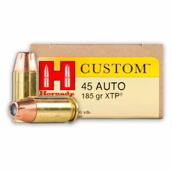 45 ACP Defense Ammo For Sale - 185 gr JHP XTP Hornady Ammunition In Stock - 20 Rounds