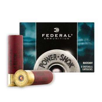 Cheap 12 Gauge Ammo - Federal Power-Shok 3" #4 Buckshot - 5 Rounds