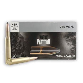 270 Win Ammo For Sale - 130 gr Nosler Partition - Sellier & Bellot Ammo Online - 20 Rounds