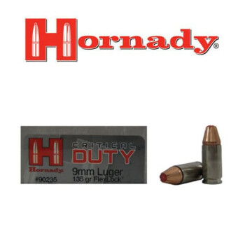 Cheap 9mm Hornady Critical Duty Ammo For Sale - 135 gr JHP FlexLock Hornady Ammunition In Stock - 50 Rounds