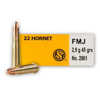 22 Hornet Ammo For Sale - 45 gr FMJ Ammunition In Stock by Sellier & Bellot