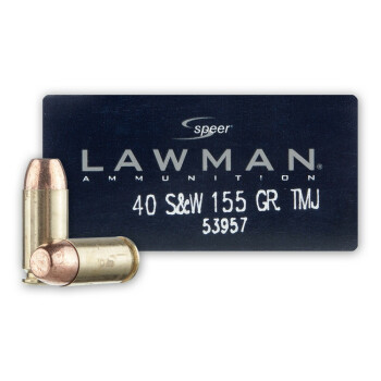 40 S&W Ammo For Sale - 155 gr TMJ - Speer Lawman 40 cal Ammunition - 50 Rounds