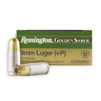 9 mm Ammo For Sale - 124 gr JHP Remington Golden Saber 9 mm Ammunition In Stock