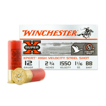 12 Gauge Waterfowl Ammo - Winchester Super-X 2-3/4"  1-1/16 oz #BB Steel Shot - 25 Rounds