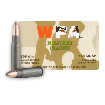 308 Ammo - Wolf WPA 140 Grain SP - 20 Rounds