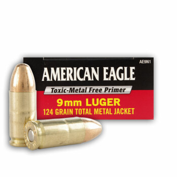 Cheap 9mm Ammo For Sale - 124 gr TMJ - Federal American Eagle Indoor Range Ammunition For Sale - 50 Rounds