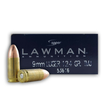 9mm Ammo For Sale - 124 gr TMJ Speer LAWMAN Ammunition In Stock - 50 Rounds