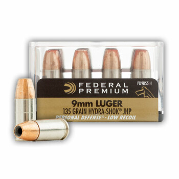 Premium 9mm Ammo - 135 gr Hydra Shok JHP -  Federal Ammunition - 20 Rounds