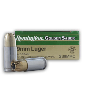 9 mm Ammo For Sale - 147 gr JHP Remington Golden Saber 9 mm Ammunition In Stock