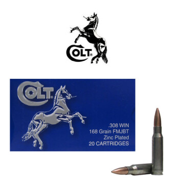 Cheap 308 168 grain full metal jacket boat tail - Colt by Silver Bear Ammunition For Sale - 20 Rounds