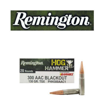Premium 300 AAC Blackout Ammo For Sale - 130 gr TSX Ammunition In Stock by Remington Hog Hammer - 20 Rounds