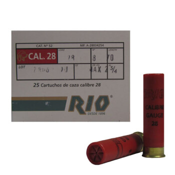 Cheap 28 Gauge Ammo - 2-3/4" Lead Shot Game shells - Rio Game Loads #8 - 25 Rounds